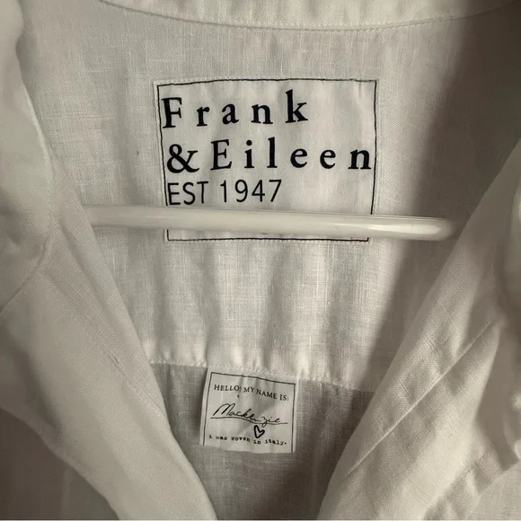 Frank & Eileen Women’s OS Mackenzie Italian Linen Button Up Top White Relaxed - Picture 3 of 9
